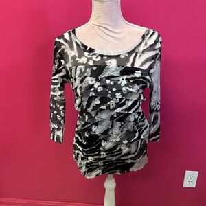 Tribal Black and White Patterned Blouse